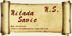 Milada Savić vizit kartica
